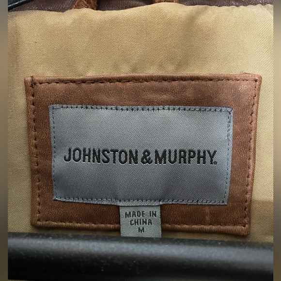Johnston & Murphy Bomber Jacket Brown Leather Collared Size M NWT $498 MSRP - Picture 4 of 16